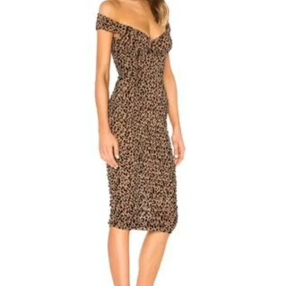 Majorelle - Tabitha Midi Dress - from revolve, animal print, Ruched, Size XS - Picture 2 of 9